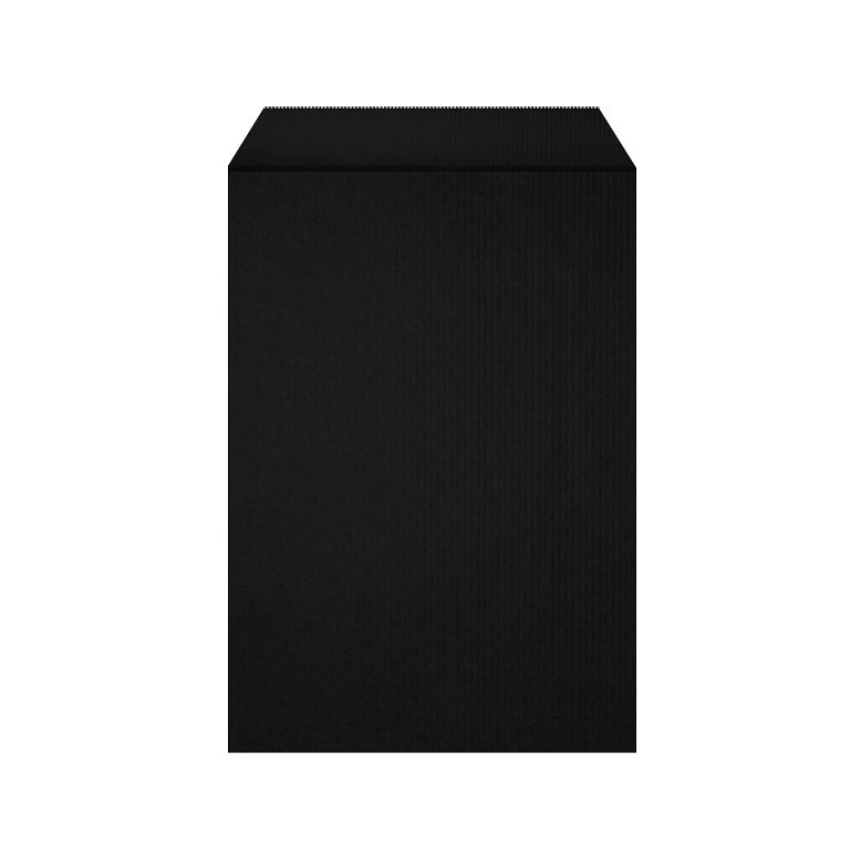 Smart buy: Geschenkflachbeutel mit klappe, außen und innen uni schwarz auf geripptes mattes starkes Papier.
 