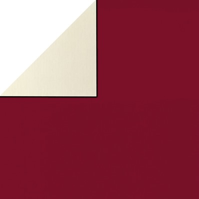 Geschenkpaper vorne uni burgunder, hinten uni elfenbein auf geripptes mattes starkes Papier.
 