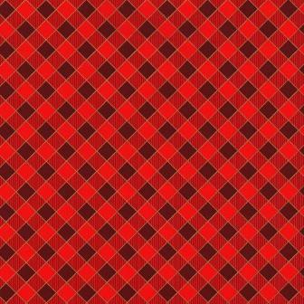 Secare Rolle Geschenkpapier in roten diagonalen Quadraten mit goldenen Rändern auf festem weißen Papier.
 