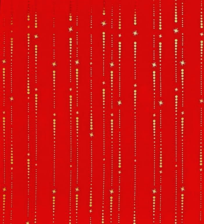 Geschenkpapier goldmetallischer Sternenregen auf mattrotem Untergrund auf metallisiertem Papier.
 