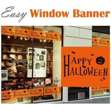 Fensteraufkleber wiederverwendbar Halloween orange, statische Folie einfach auf Glas aufzutragen.
 